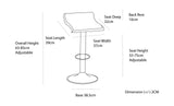 2 Leather Barstools (White) w/ Adjustable Height, 63-85cm