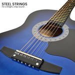 Karrera 38in Pro Cutaway Acoustic Guitar with Bag Strings - Blue Burst