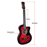 Karrera 38in Pro Cutaway Acoustic Guitar with guitar bag - Red Burst
