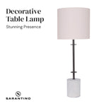 Sarantino Concrete & Metal Table Lamp with Ghost-White Linen Drum Shade