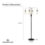 Sarantino Modern Exposed Bulb 4-Arm Industrial Light Floor Lamp
