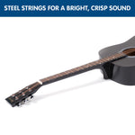 Karrera 41in Acoustic Wooden Guitar with Bag - Black