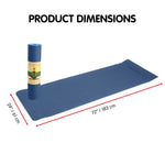 Powertrain TPE Yoga Exercise Mat Home Gym Pilates Fitness 8mm Thick in Dark Blue