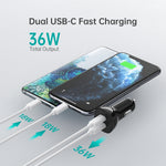 CHOETECH TC0008-BK Dual USB-C 36W Car Charger Adapter Black