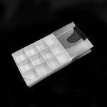 100 Pack of White Card Chocolate Sweet Soap Product Retail Gift Box - 12 bay 4x4x3cm Compartments  - Clear Slide On Lid - 16x12x3cm