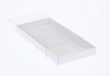 50 Pack of White Card Box - Clear Slide On Lid - 30 x 20 x 8cm -  Large Beauty Product Gift Giving Hamper Tray Merch Fashion Cake Sweets Xmas