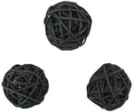1 Set of Black 5cm Rattan Cane 20 Ball Battery Powered 3m String Lights Christmas Gift Home Wedding Party Bedroom Decoration Table Centrepiece