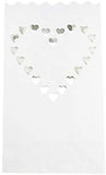 100 Pack White Heart Luminary Paper Candle Tea Light Lantern Bags Wedding Garden Anniversary Birthday Night Decorations Evening Party