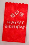 100 Pack Red Happy Birthday Luminary Paper Candle Tea Light Lantern Bags Garden Anniversary Birthday Night Decorations Evening Party