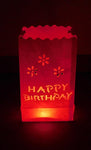 50 Pack Red Happy Birthday Luminary Paper Candle Tea Light Lantern Bags Garden Anniversary Birthday Night Decorations Evening Party