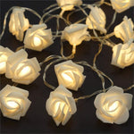 50 White Rose 3D Fairy Lights 5M LONG String, Battery (AA) Indoor & Outdoor Decorations Wedding Valentines Romantic Room Table Lighting