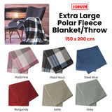 180GSM Extra Large Polar Fleece Throw Blanket 150 x 200cm Plaid Pink