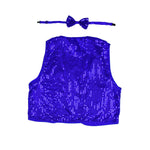 Kids Sequin Vest Bow Tie Set Costume 80s Party Dress Up Waistcoat - Blue