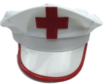 NURSE HAT Doctor Fancy Halloween Party Costume Accessory Cap - White/Red
