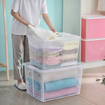 57 Litre Collapsible Modular Clear Foldable Storage Box with Lid Plastic Tub