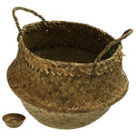 Round Belly Seagrass Small Storage Basket Straw Rattan Home Flower Pot Planter Wicker