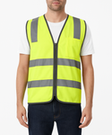 Hi Vis Safety Vest Reflective Tape Zip Up Workwear Pocket High Visibility in Yellow - XXL