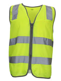 Hi Vis Safety Vest Reflective Tape Zip Up Workwear Pocket High Visibility in Yellow - XXL