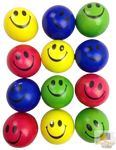12x STRESS BALLS Hand Relief Squeeze Toy Reliever Antistress Soft Smiley MULTI