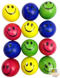 12x STRESS BALLS Hand Relief Squeeze Toy Reliever Antistress Soft Smiley MULTI