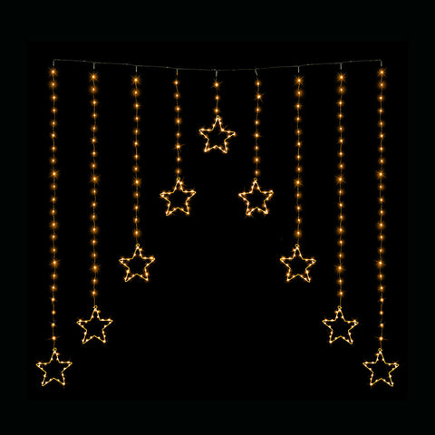 LED Wire Star Curtain Gold Lights