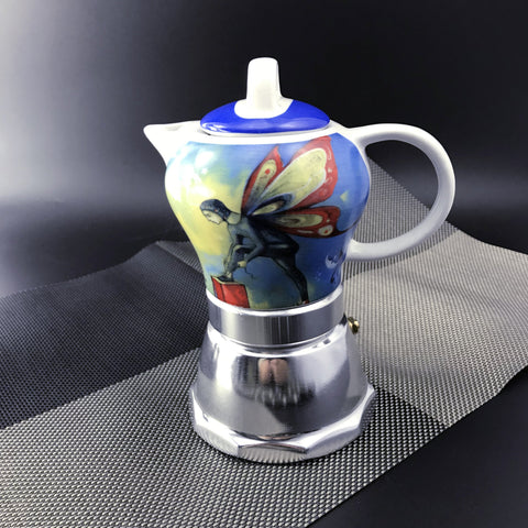 Fairy Vintage Porcelain Ceramic Italian Stove Top Espresso Coffee Maker