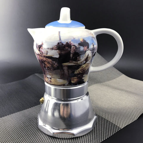 Afternoon Tea Vintage Porcelain Ceramic Italian Stove Top Espresso Coffee Maker