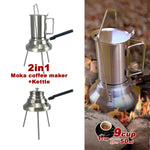 2 In 1 Camping Stainless Steel 9Cup Pot Moka Coffee Maker