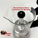 Borosilicate Glass Stainless Steel Moka Pot Coffee Maker
