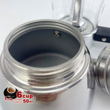 Borosilicate Glass Stainless Steel Moka Pot Coffee Maker