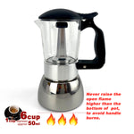 Borosilicate Glass Stainless Steel Moka Pot Coffee Maker