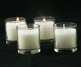 10 White Wax Clear Glass Holder Votive Candle - Wedding Event Centrepiece Table Decoration